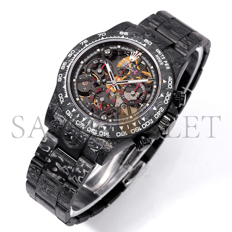 ROLEX THE COSMOGRAPH DAYTONA SKELETON WATCH FEATURES A FORGED CARBON FIBER CASE AND BRACELET m326938-0005 ROLEX THE COSMOGRAPH DAYTONA SKELETON WATCH FEATURES A FORGED CARBON FIBER CASE AND BRACELET m326938-0005